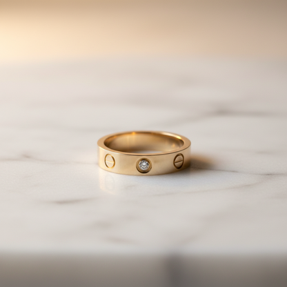 Cartier Mini Love Ring With 1 Diamond Pink Gold (18K) Fashion Diamond Band Ring Pink Gold