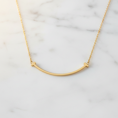 TIFFANY Tiffany T Smile Small Size Necklace 18K Yellow Gold Polished