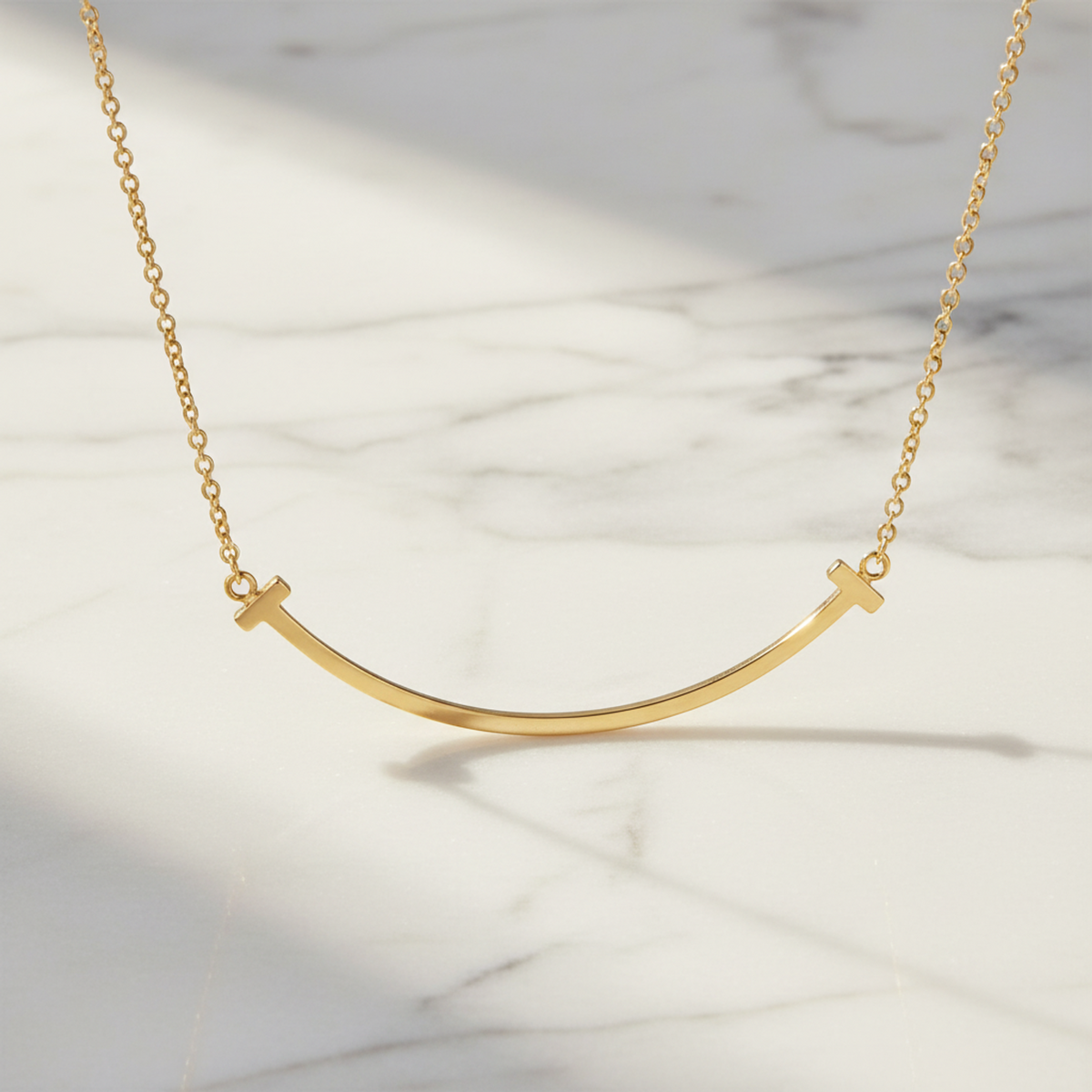 TIFFANY Tiffany T Smile Small Size Necklace 18K Yellow Gold Polished