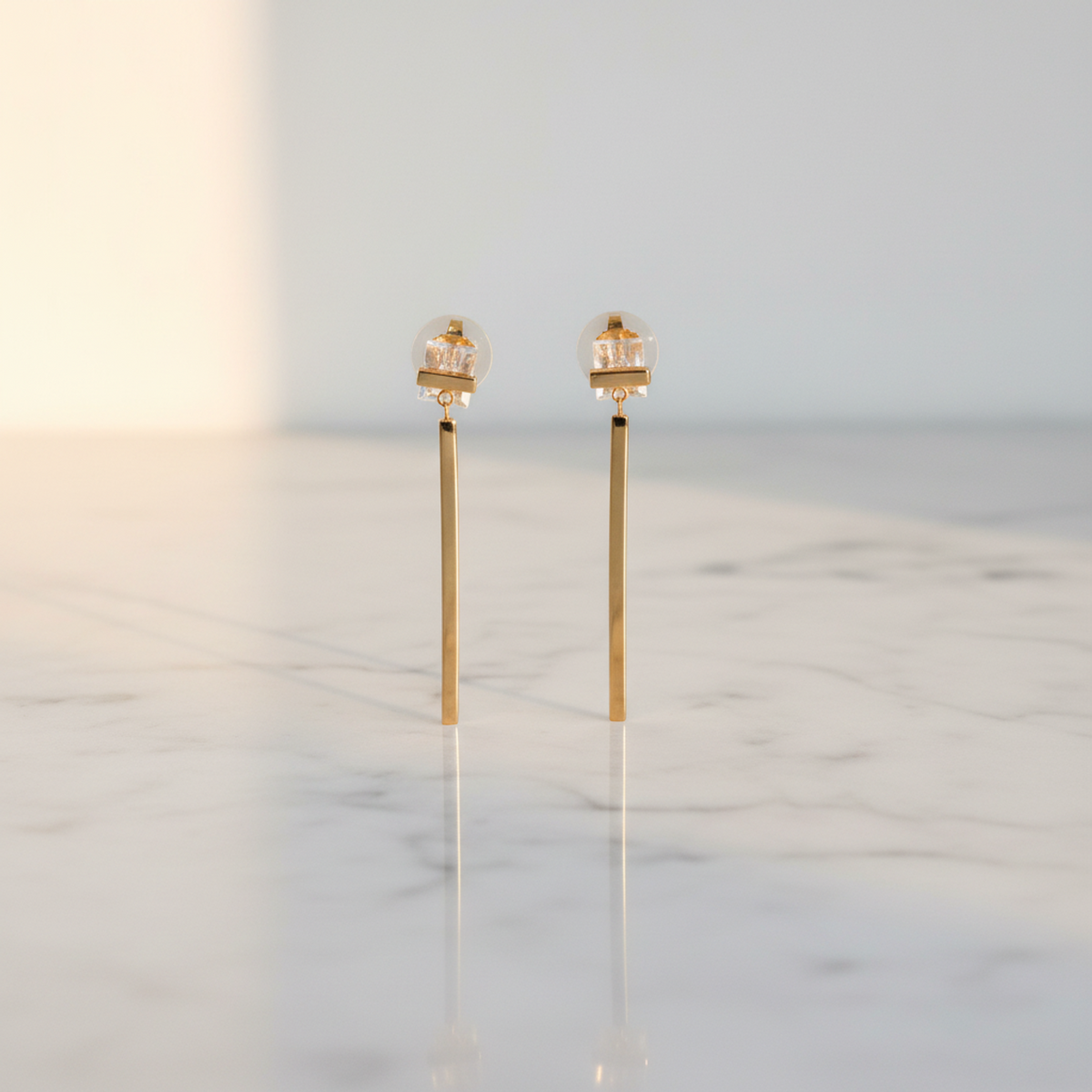 Tiffany T-wire Bar Earrings No Stone Pink Gold (18K) Drop Earrings Pink Gold