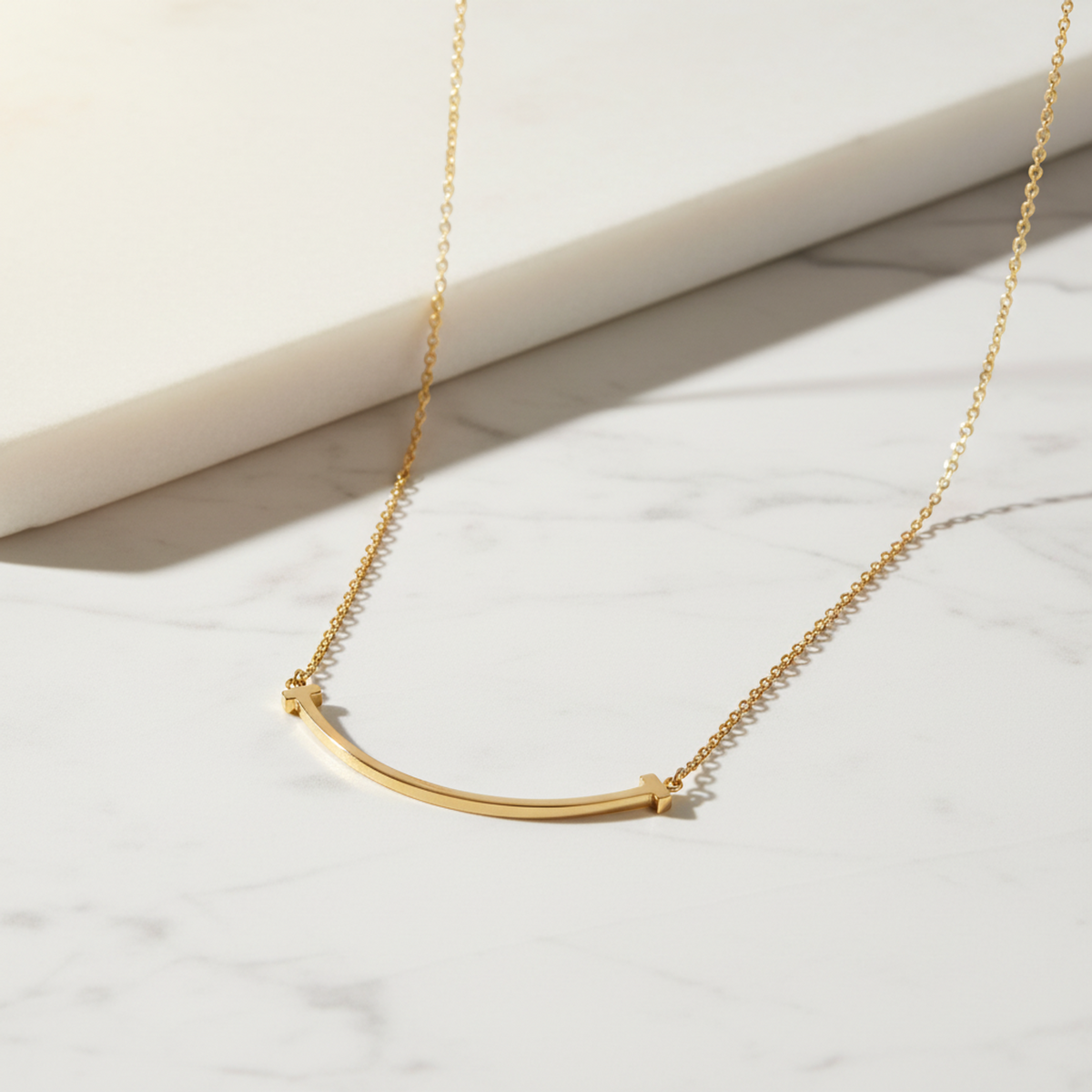 TIFFANY Tiffany T Smile Small Size Necklace 18K Pink Gold Polished