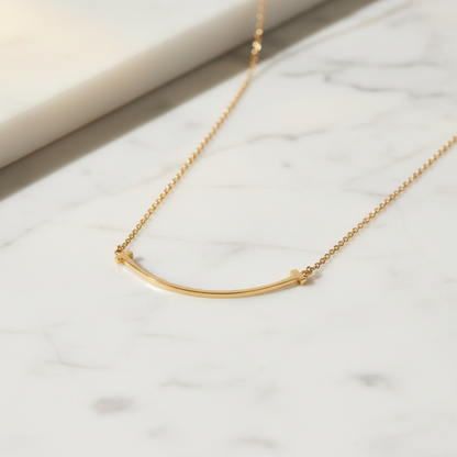 TIFFANY Tiffany T Smile Small Size Necklace 18K Pink Gold Polished