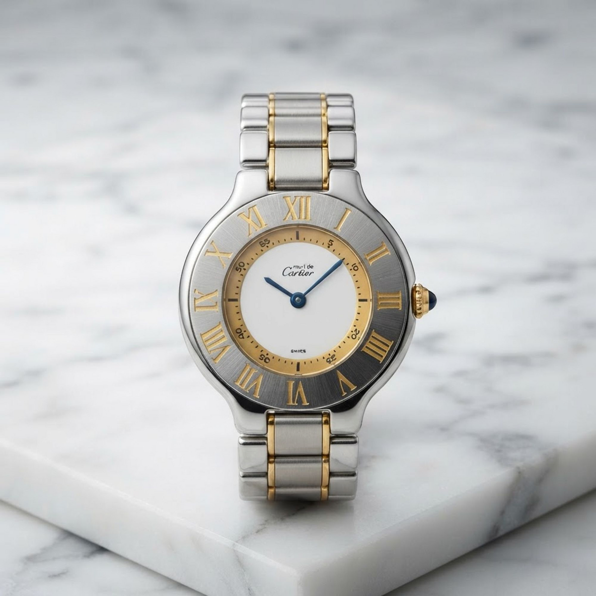 CARTIER Must 21 Gold Plated Steel Quartz Ladies Watch W10073R6 Polished