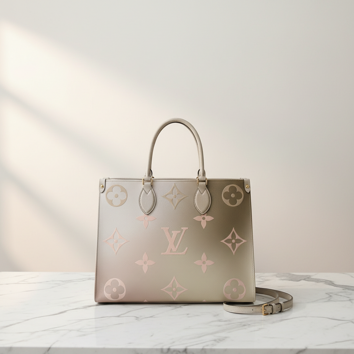 Louis Vuitton Monogram Spring In The City On The Go MM M20510 Women's Handbag,Tote Bag Khaki,Light Beige