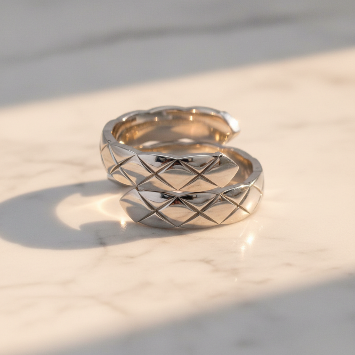 CHANEL Coco Crush Large Diamond Ring 18K Pink Gold White Gold J11972 Polished