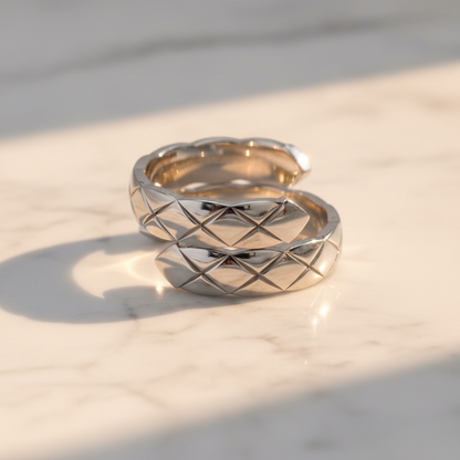 CHANEL Coco Crush Large Diamond Ring 18K Pink Gold White Gold J11972 Polished