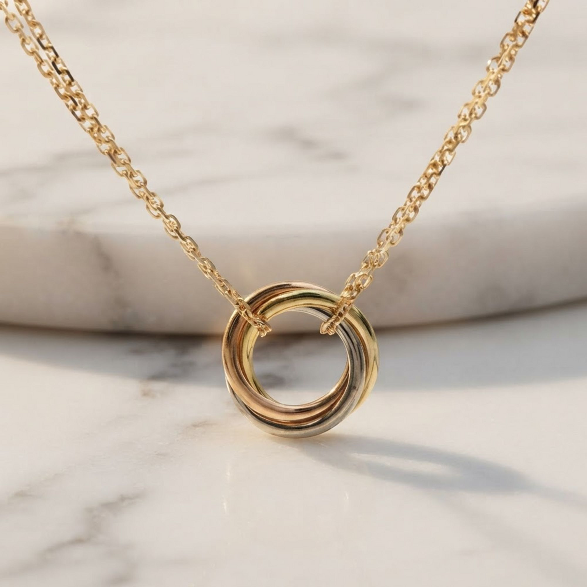 Cartier Baby Trinity Necklace Yellow Gold (18K),Pink Gold (18K),White Gold (18K) No Stone Women,Men Fashion Necklace (Gold)