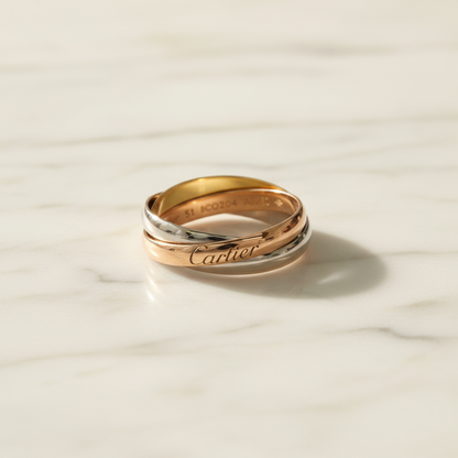 Cartier Trinity Ring Yellow Gold (18K),Pink Gold (18K),White Gold (18K) Fashion No Stone Band Ring Gold