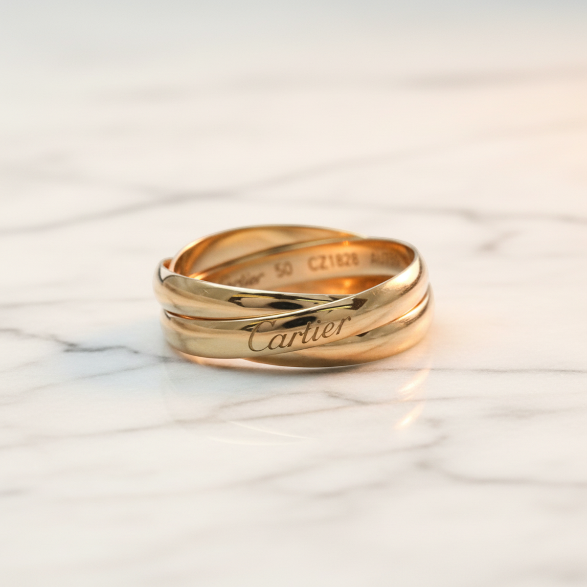 Cartier Trinity Ring Yellow Gold (18K),Pink Gold (18K),White Gold (18K) Fashion No Stone Band Ring Gold