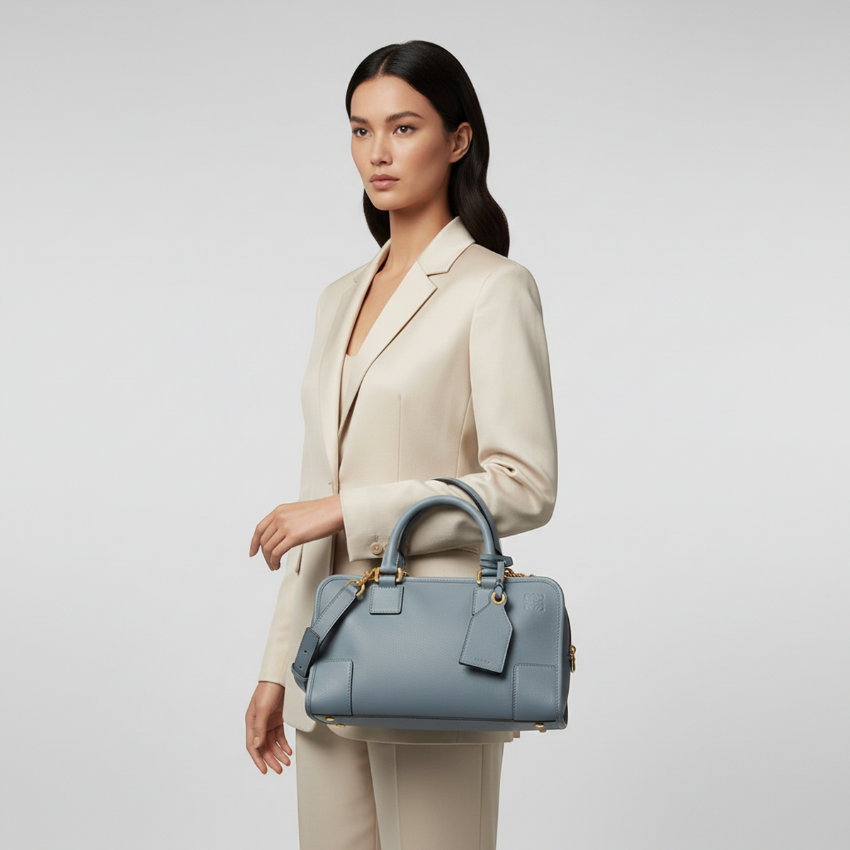 Loewe Amazona 28 Women's Leather Handbag,Shoulder Bag Light Blue