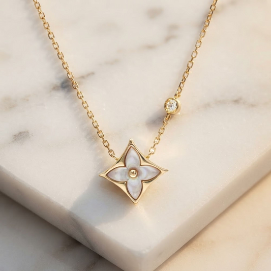 Louis Vuitton Pendant Star MOP Necklace Pink Gold (18K) Diamond,Mother Of Pearl Men,Women Fashion Necklace (Pink Gold)