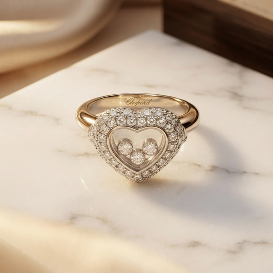 Chopard Happy Diamonds Ring 82/3185-20 White Gold (18K) Fashion Diamond,Mother Of Pearl Band Ring Silver