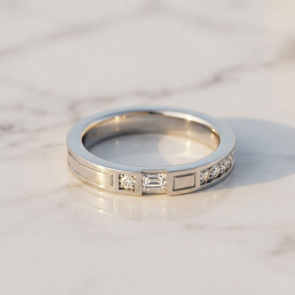 Harry Winston Traffic Accent Ring Diamond Platinum Fashion Diamond Band Ring Silver