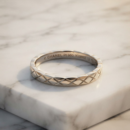 Chanel Coco Crush Ring Mini Model Platinum Fashion No Stone Band Ring Silver