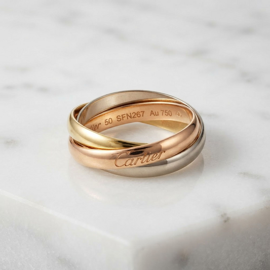 Cartier Trinity Ring Yellow Gold (18K),Pink Gold (18K),White Gold (18K) Fashion No Stone Band Ring Gold
