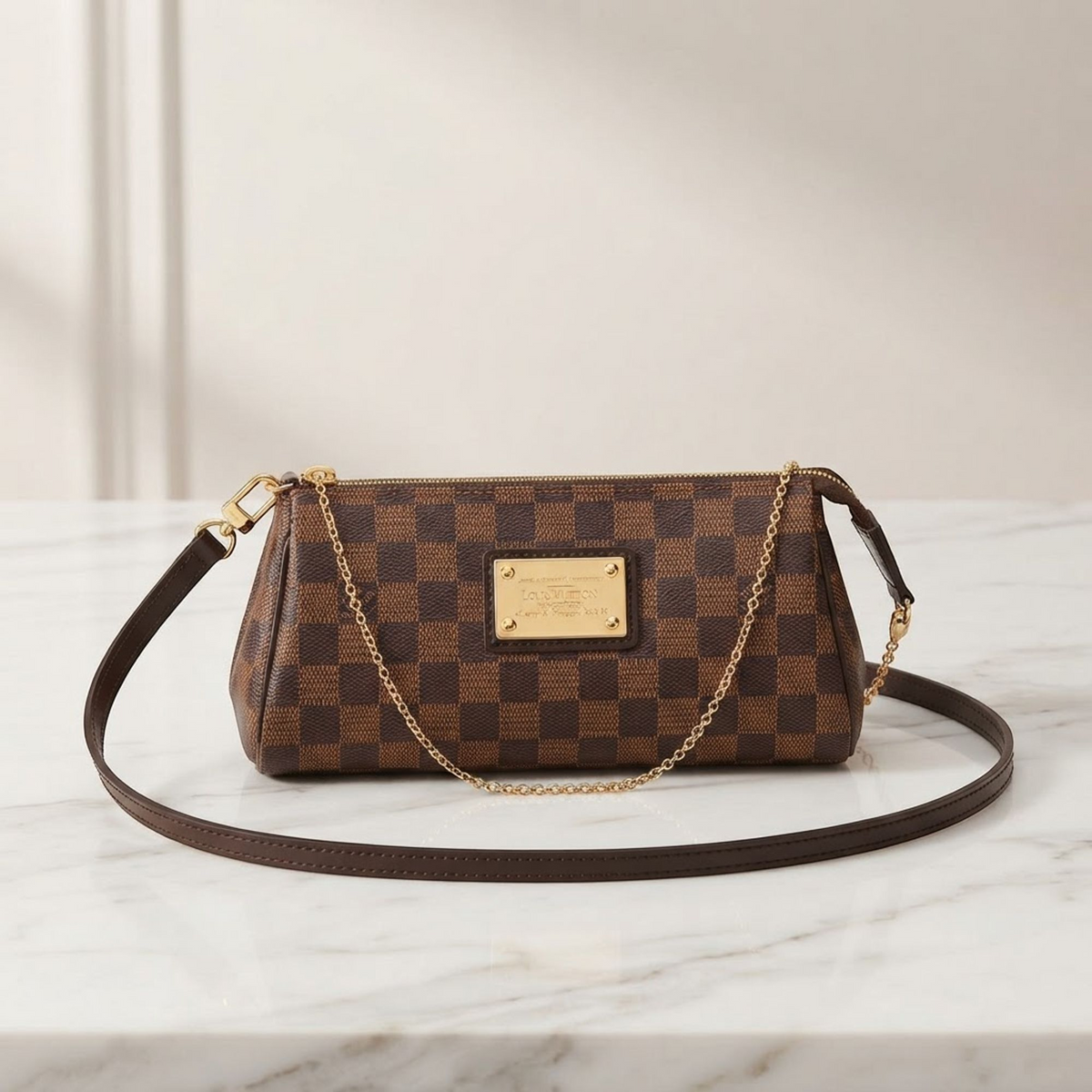 Louis Vuitton Damier Eva N55213 Women's Handbag,Shoulder Bag Brown,Ebene