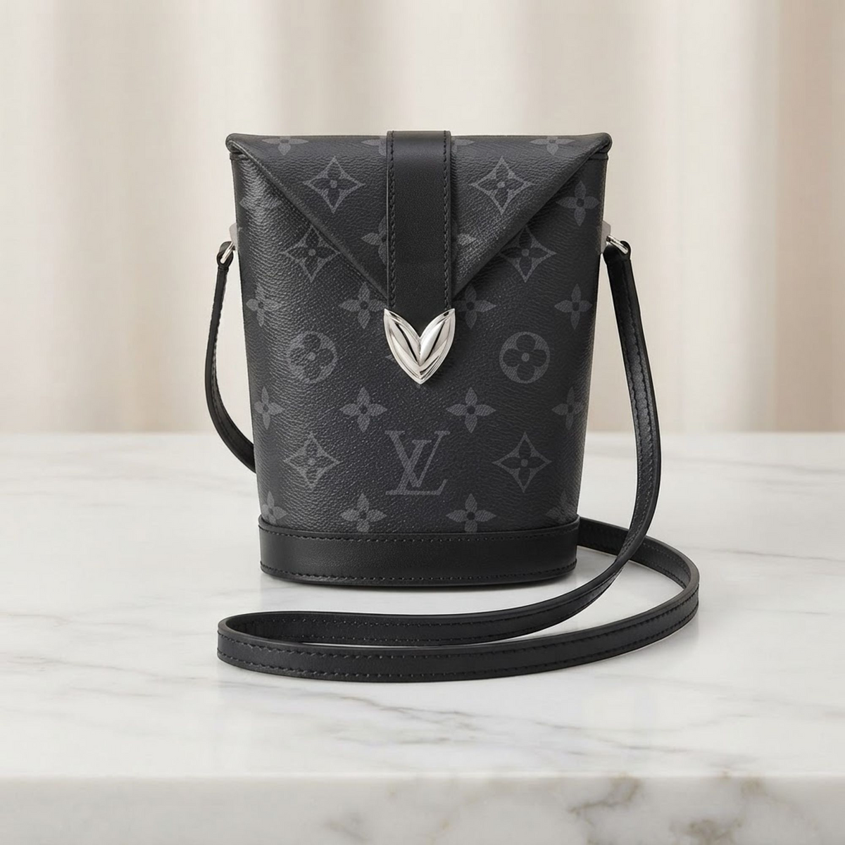 Louis Vuitton Brushed Monogram Envelope Pouch M12074 Men,Women Shoulder Bag Black,Dark Gray