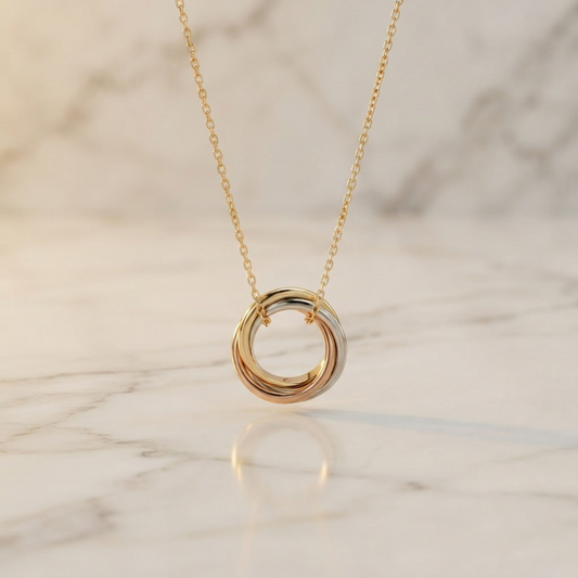 Cartier Baby Trinity Necklace Yellow Gold (18K),Pink Gold (18K),White Gold (18K) No Stone Men,Women Fashion Necklace (Gold)