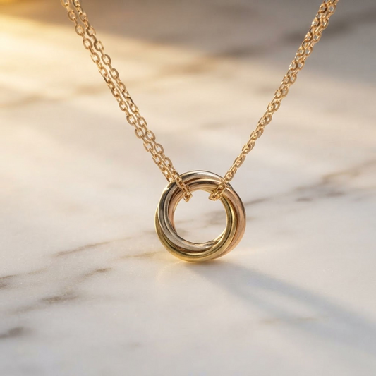 Cartier Baby Trinity Necklace Yellow Gold (18K),Pink Gold (18K),White Gold (18K) No Stone Men,Women Fashion Necklace (Gold)