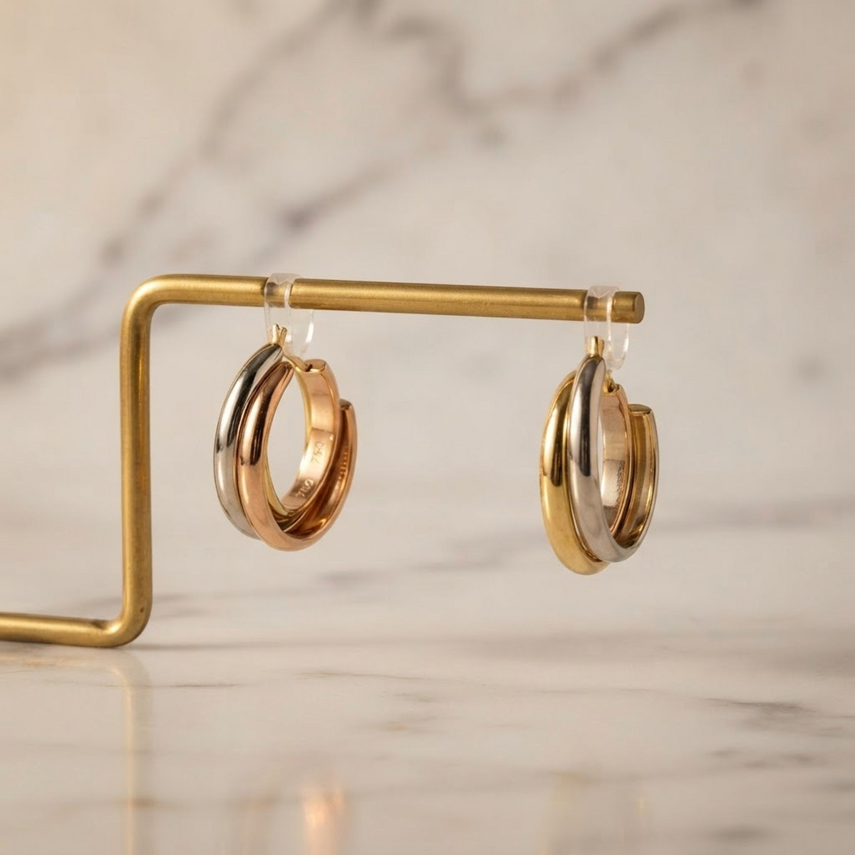 Cartier Trinity Earrings No Stone Yellow Gold (18K),Pink Gold (18K),White Gold (18K) Half Hoop Earrings Gold