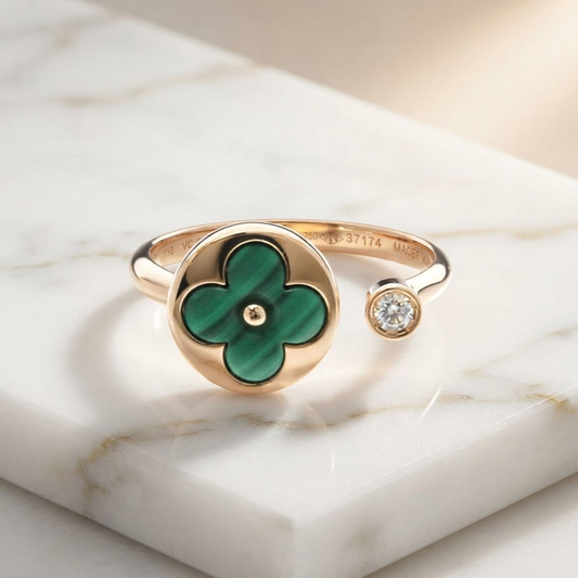 Louis Vuitton Sun Blossom Mini Ring Q9N08D Pink Gold (18K) Fashion Diamond,Malachite Band Ring Pink Gold