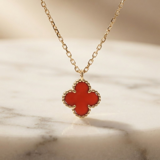Van Cleef & Arpels Sweet Alhambra Necklace RN59M00 Pink Gold (18K) Carnelian Women,Men Fashion Necklace (Pink Gold)
