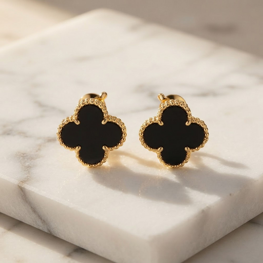 Van Cleef & Arpels Vintage Alhambra Earrings Onyx Yellow Gold (18K) Stud Earrings Gold