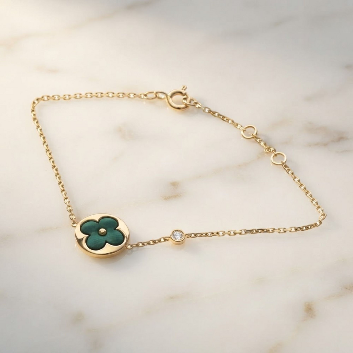 Louis Vuitton Sun Blossom Bracelet Pink Gold (18K) Malachite Charm Bracelet Pink Gold