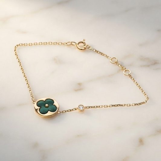 Louis Vuitton Sun Blossom Bracelet Pink Gold (18K) Malachite Charm Bracelet Pink Gold