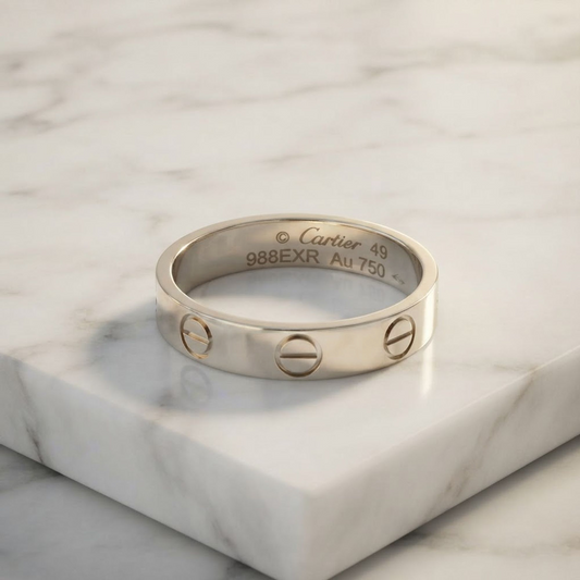 Cartier Mini Love Ring White Gold (18K) Fashion No Stone Band Ring Silver