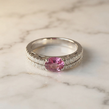 Ponte Vecchio Sapphire And Diamond Ring White Gold (18K) Fashion Diamond,Sapphire Band Ring Silver