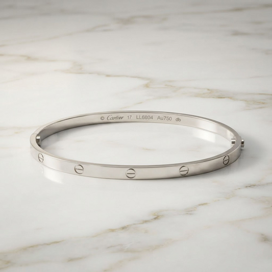 Cartier Love Bracelet SM B6047417 White Gold (18K) No Stone Bangle Silver