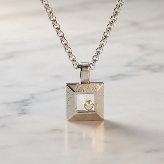 Chopard Happy Diamonds Necklace 792938 White Gold (18K) Diamond Women,Men Fashion Necklace (Silver)