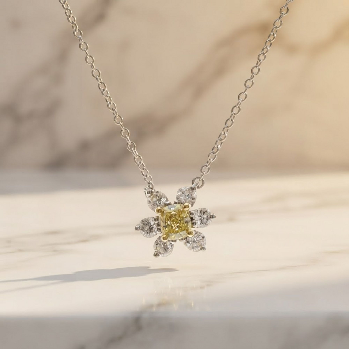 Tiffany Buttercup Necklace Yellow Gold (18K),Platinum Diamond Women,Men Fashion Necklace (Silver)