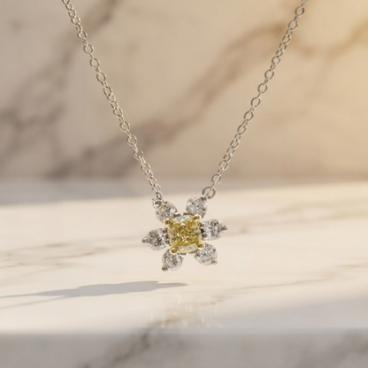 Tiffany Buttercup Necklace Yellow Gold (18K),Platinum Diamond Women,Men Fashion Necklace (Silver)