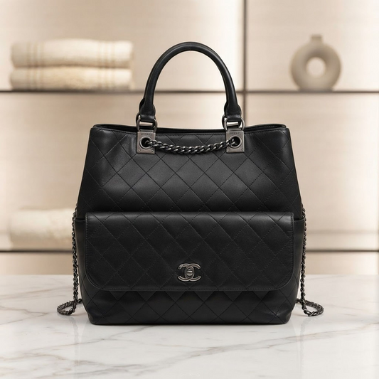 Chanel Coco Mark Diamond Stitch Chain Shoulder Backpack Women's Leather Backpack,Handbag Black