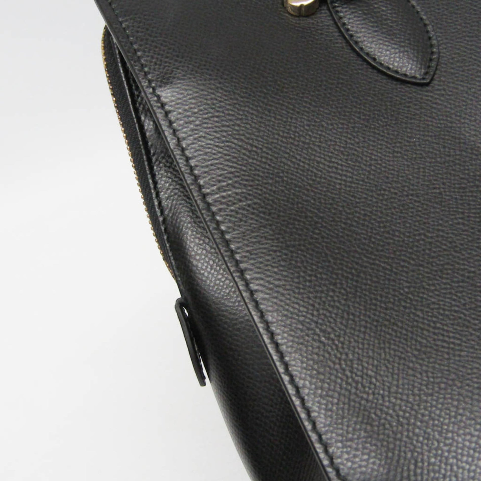 tokyopieces.com pre-owned Salvatore Ferragamo Today tote in black textured leather with gold-tone hardware details.
