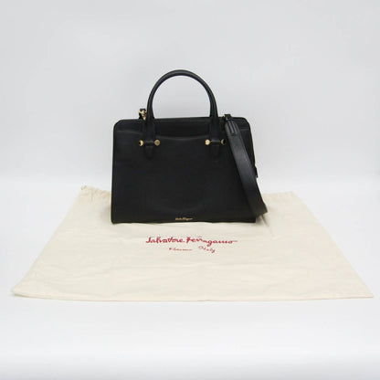 tokyopieces.com pre-owned black leather Salvatore Ferragamo Today tote bag with gold hardware and dust bag
