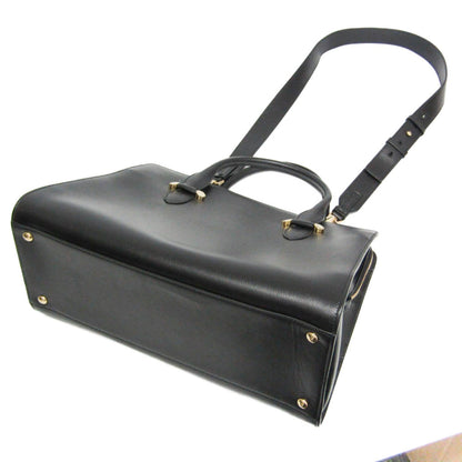 tokyopieces.com pre-owned Salvatore Ferragamo Today black leather tote bag with gold hardware and shoulder strap.