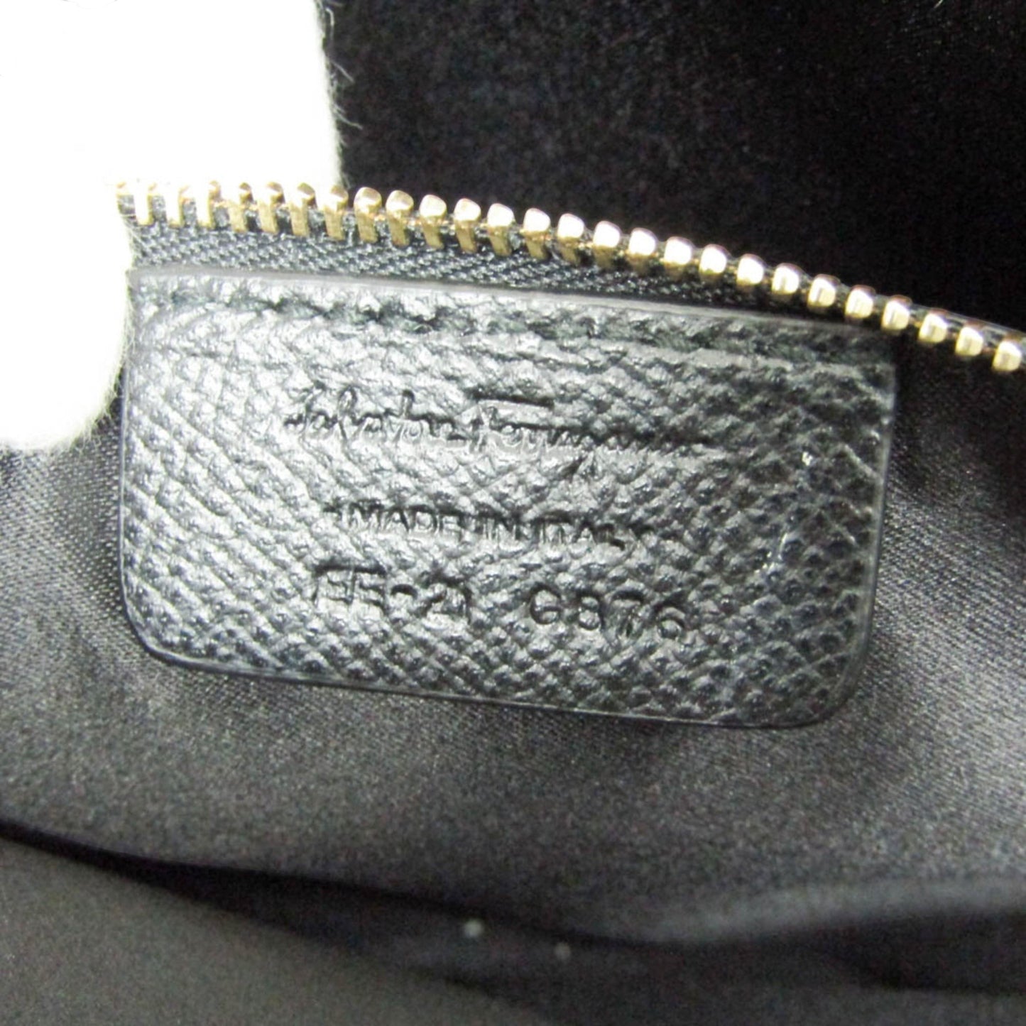 tokyopieces.com Salvatore Ferragamo Today black leather tote interior brand label with serial number