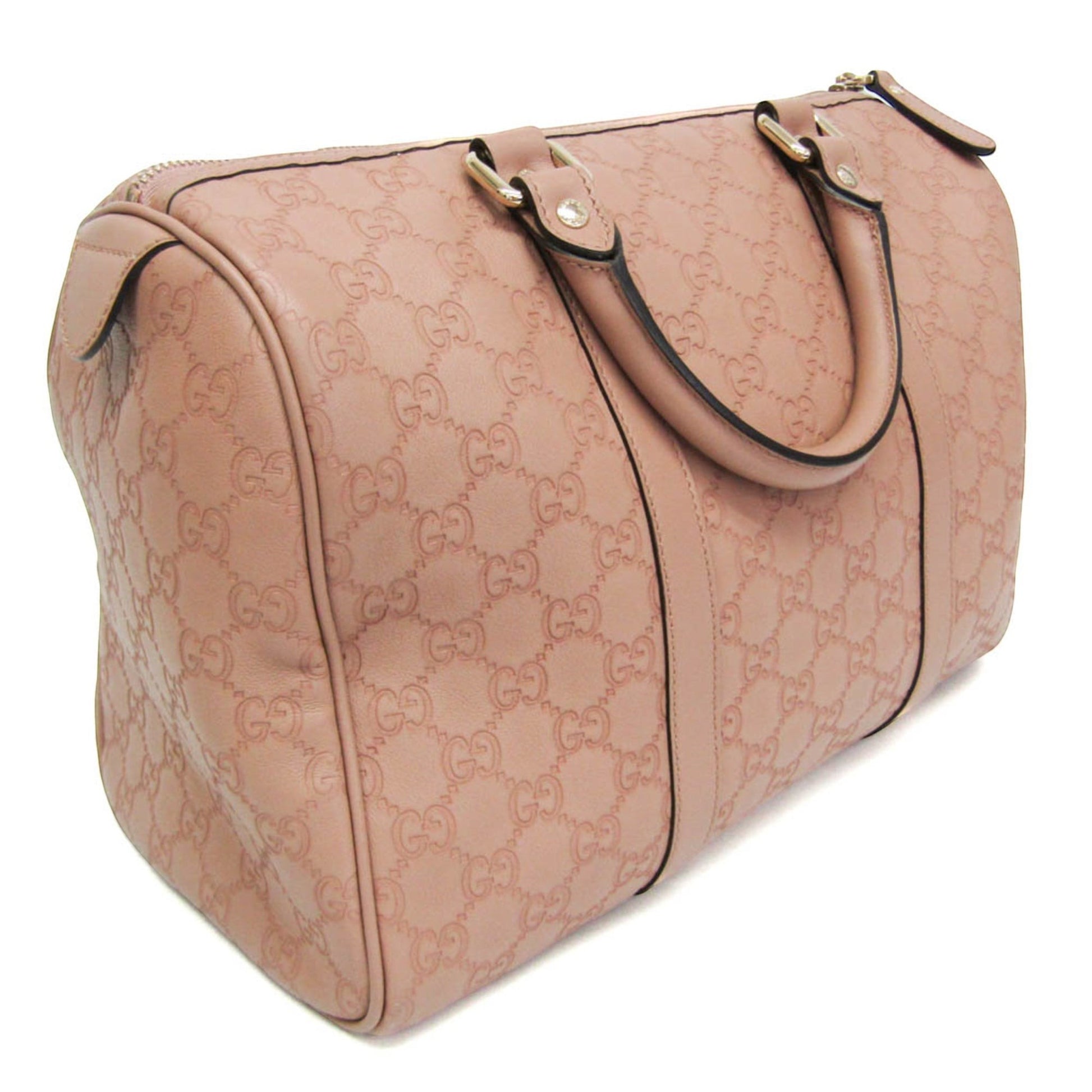 tokyopieces.com Gucci Guccissima blush pink leather Boston bag with embossed monogram and dual top handles.