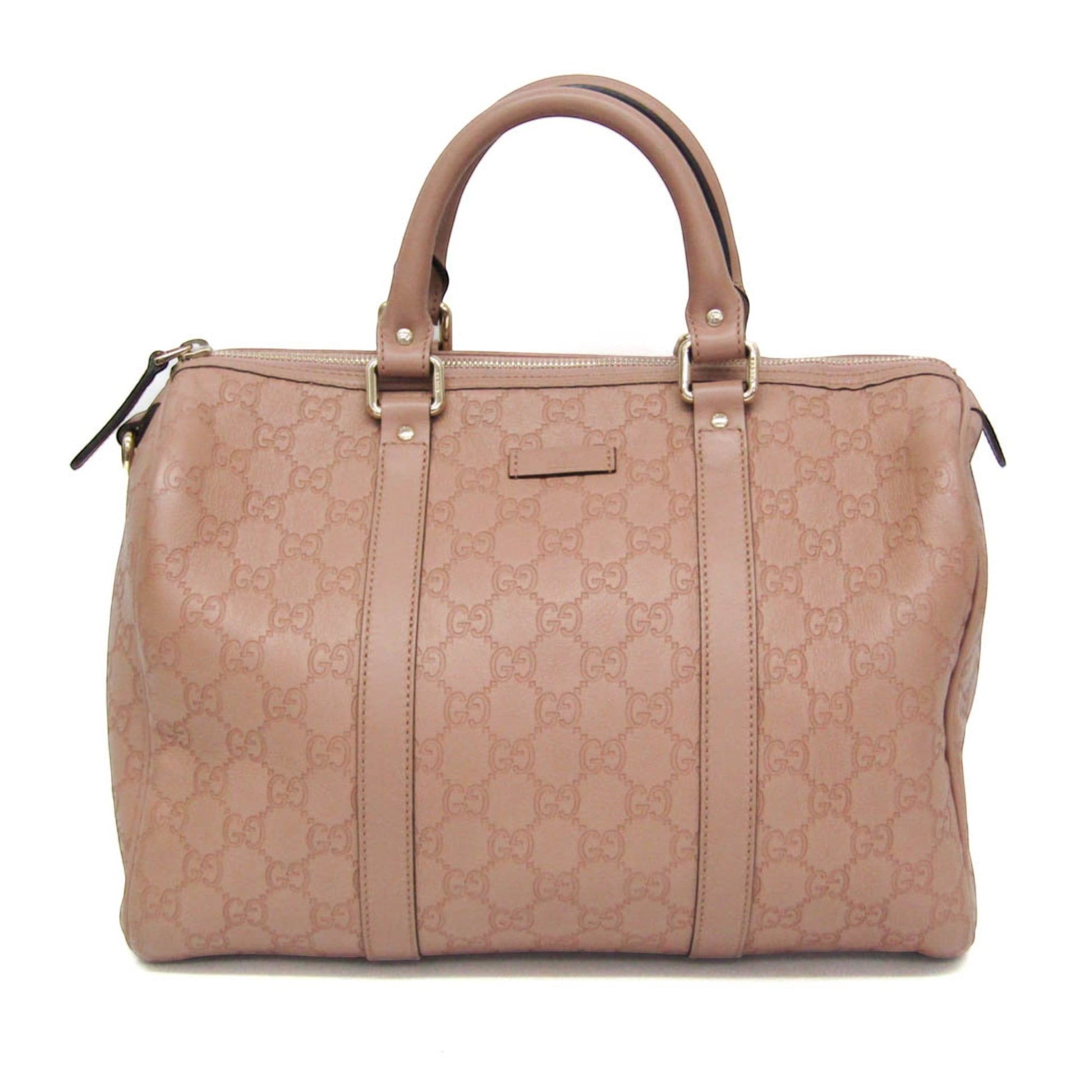 tokyopieces.com Gucci Guccissima blush pink leather Boston bag with embossed monogram and dual top handles.